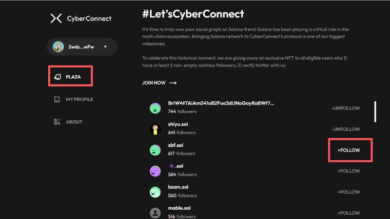 【Solana版】 CyberConnectに登録してNFTを貰う方法